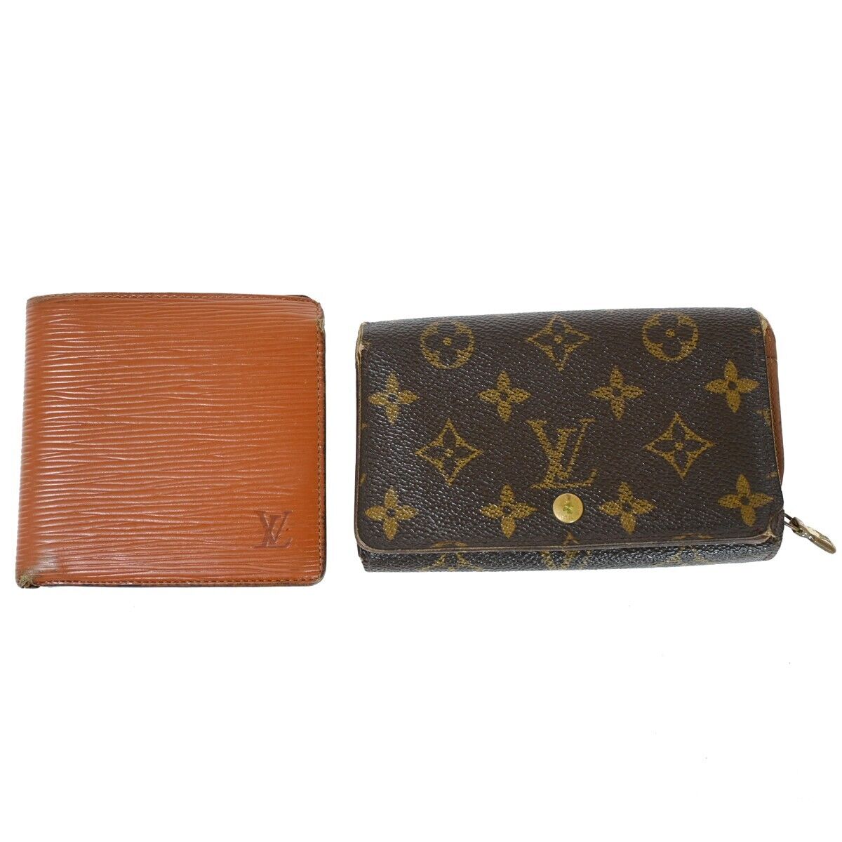 LOUIS VUITTON 2 Set Bifold Wallet Purse Monogram Epi Leather Brown 09HB252