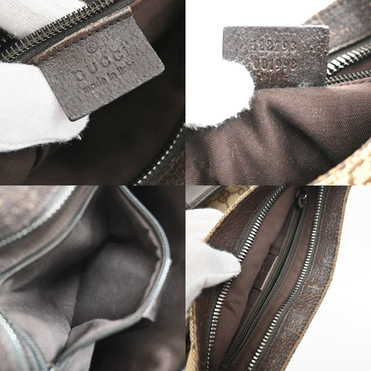 GUCCI GG Pattern Crossbody Messenger Bag Canvas Leather Beige Brown 67SA108