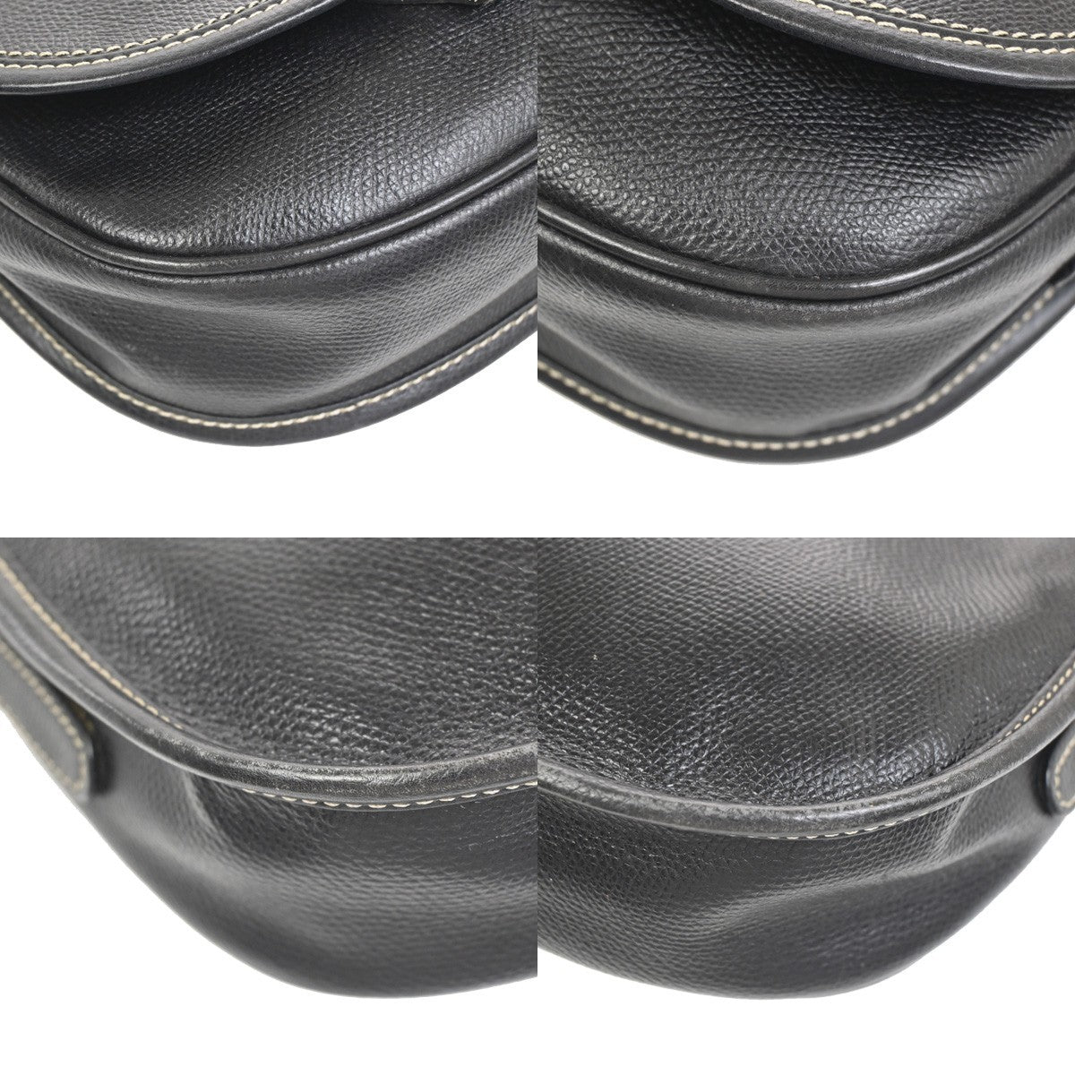 LOEWE Logo Anagram Flap Shoulder Crossbody Bag Leather Black GHW 67ZA356
