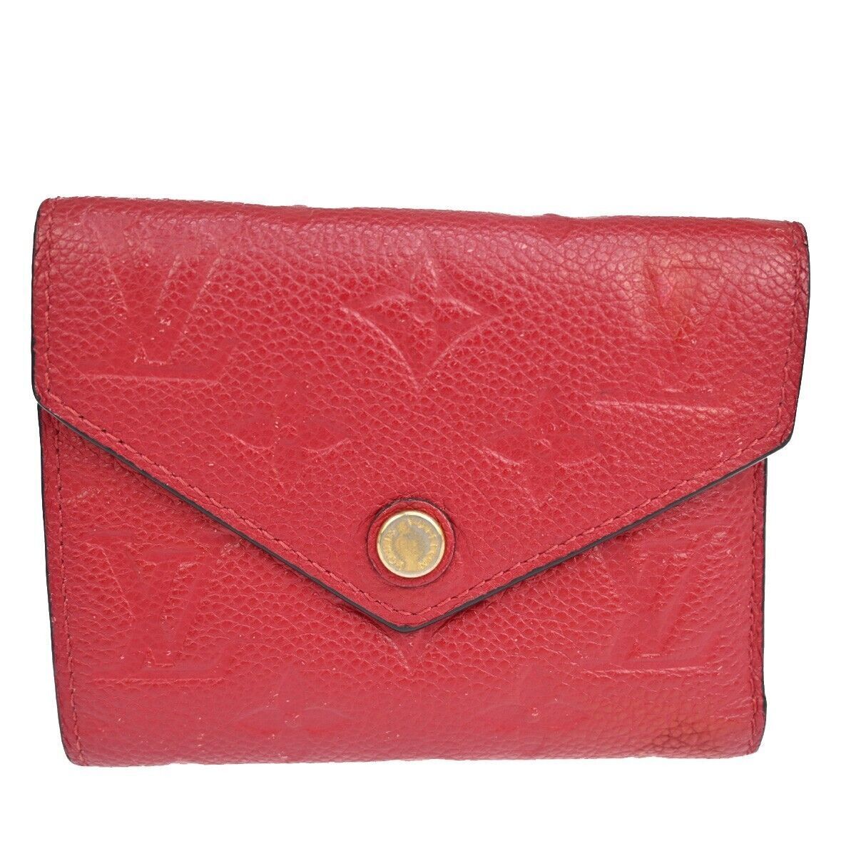 LOUIS VUITTON Victorine Trifold Wallet Monogram Empreinte Red M63701 31YC416