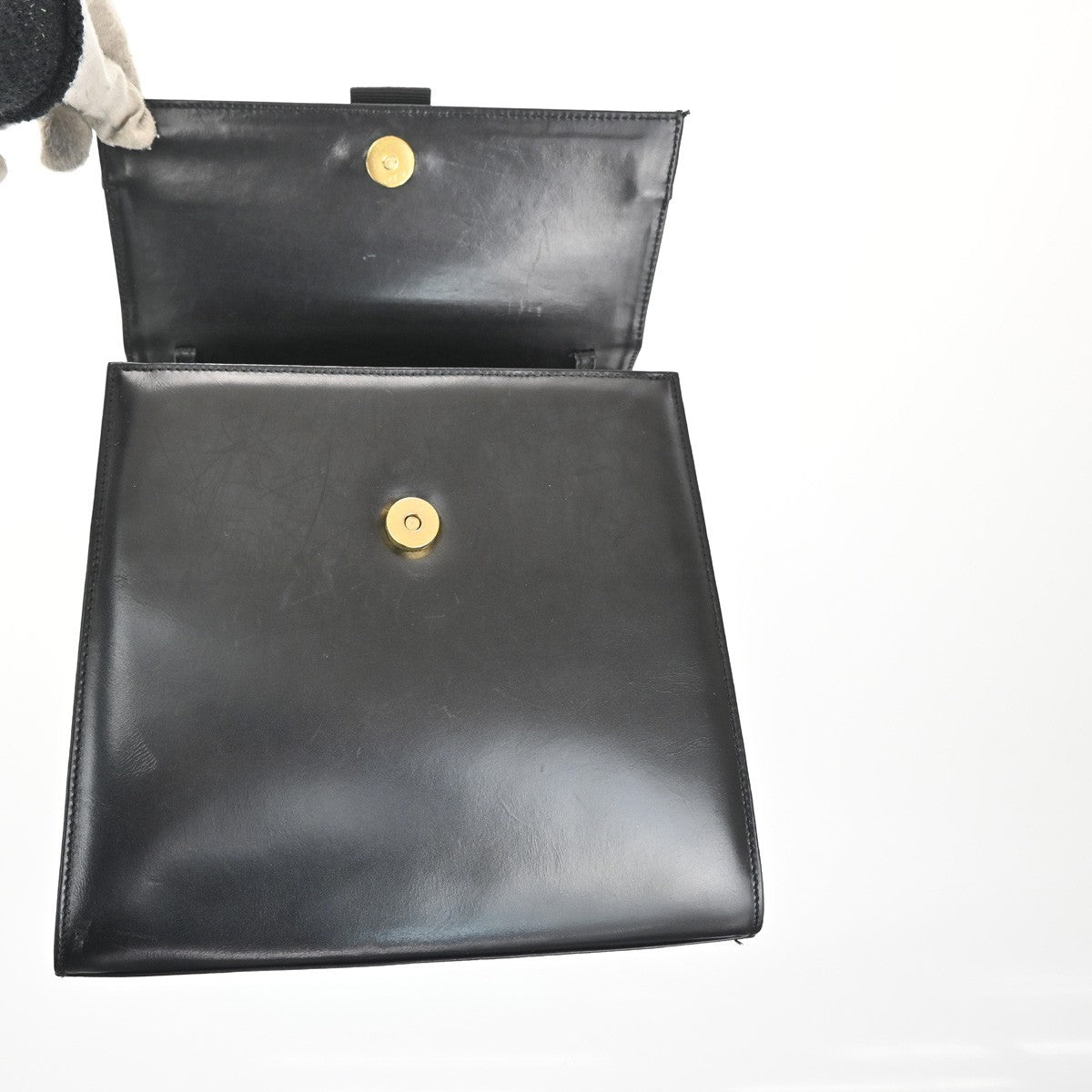 Salvatore Ferragamo Logo Vara flap Hand bag Leather Black GHW Italy 62MA110