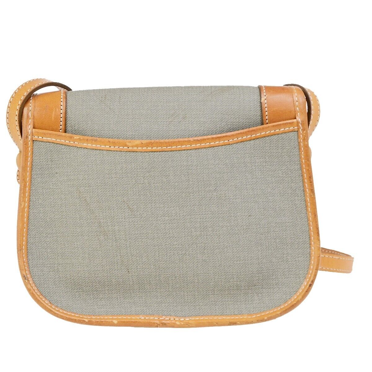 CHRISTIAN DIOR Logo Mini Shoulder Bag PVC Leather Gray Brown GHW France 60ED011