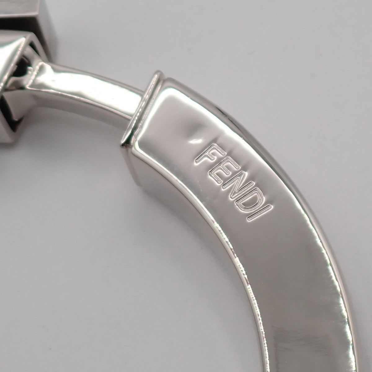 FENDI Zucca Logo Bag Charm Key Ring Silver Plated 02KP242