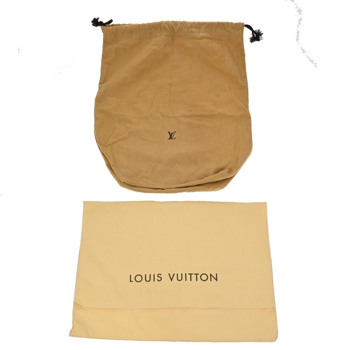 LOUIS VUITTON Logo 10 Set Dust Bag Drawstring Canvas Cotton Beige Brown 09EE135