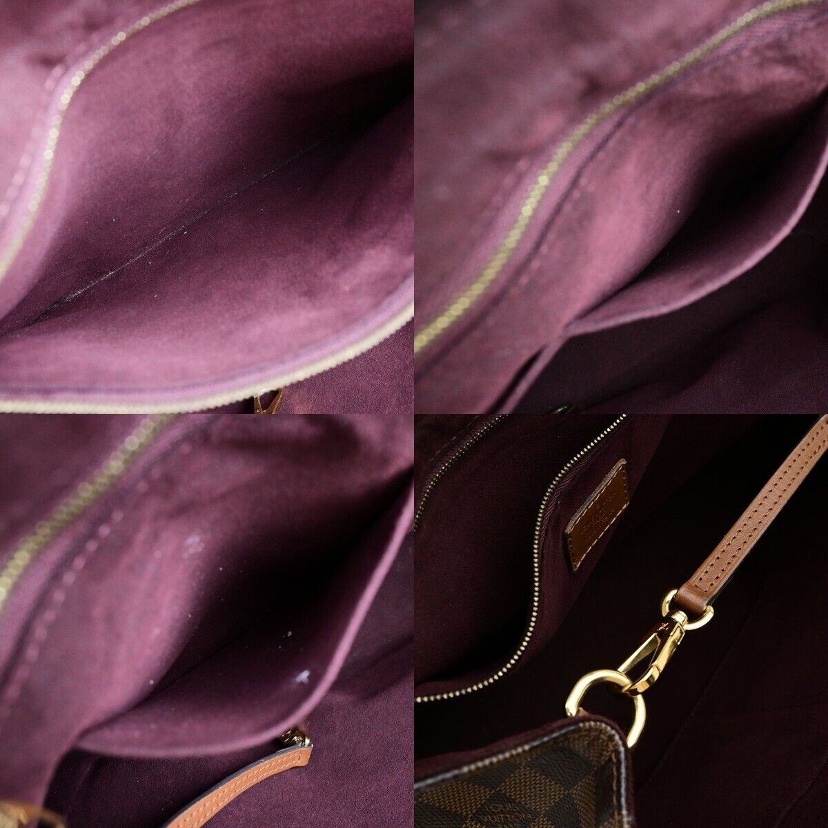 LOUIS VUITLOUIS LV Logo Greenwich Hand Bag Damier Leather Brown N41337 79ED031