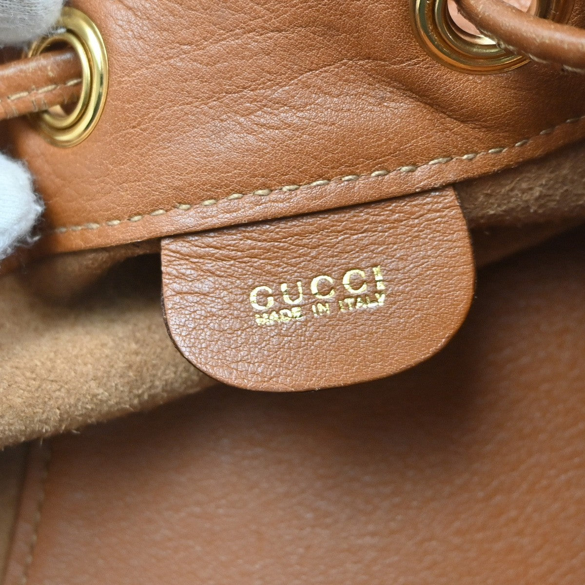 GUCCI Logo Bamboo 2way One Shoulder Body Hand Bag Brown Gold Italy 31CA655