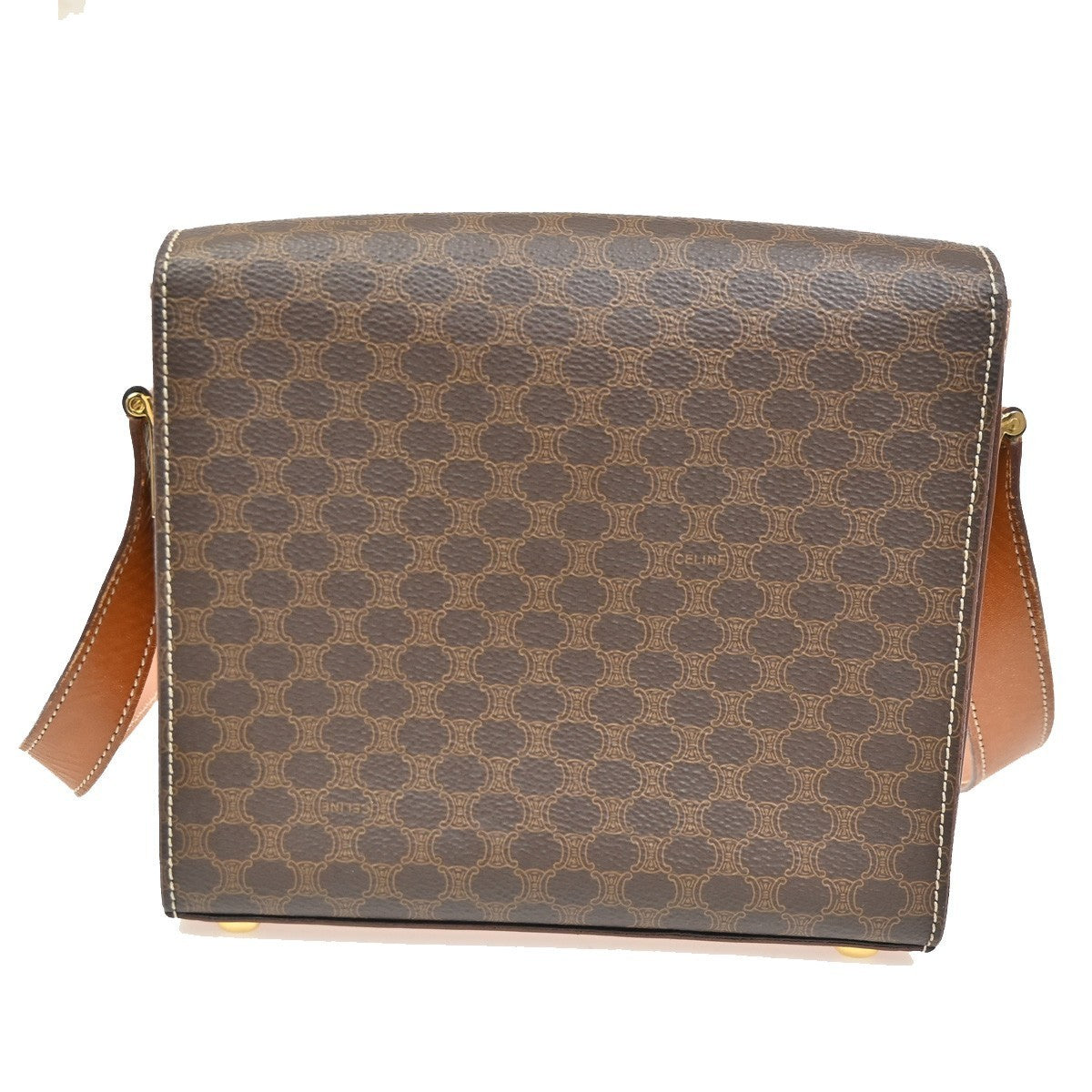 CELINE Macadam pattern Shoulder Bag PVC Leather Brown GHW 38TA402