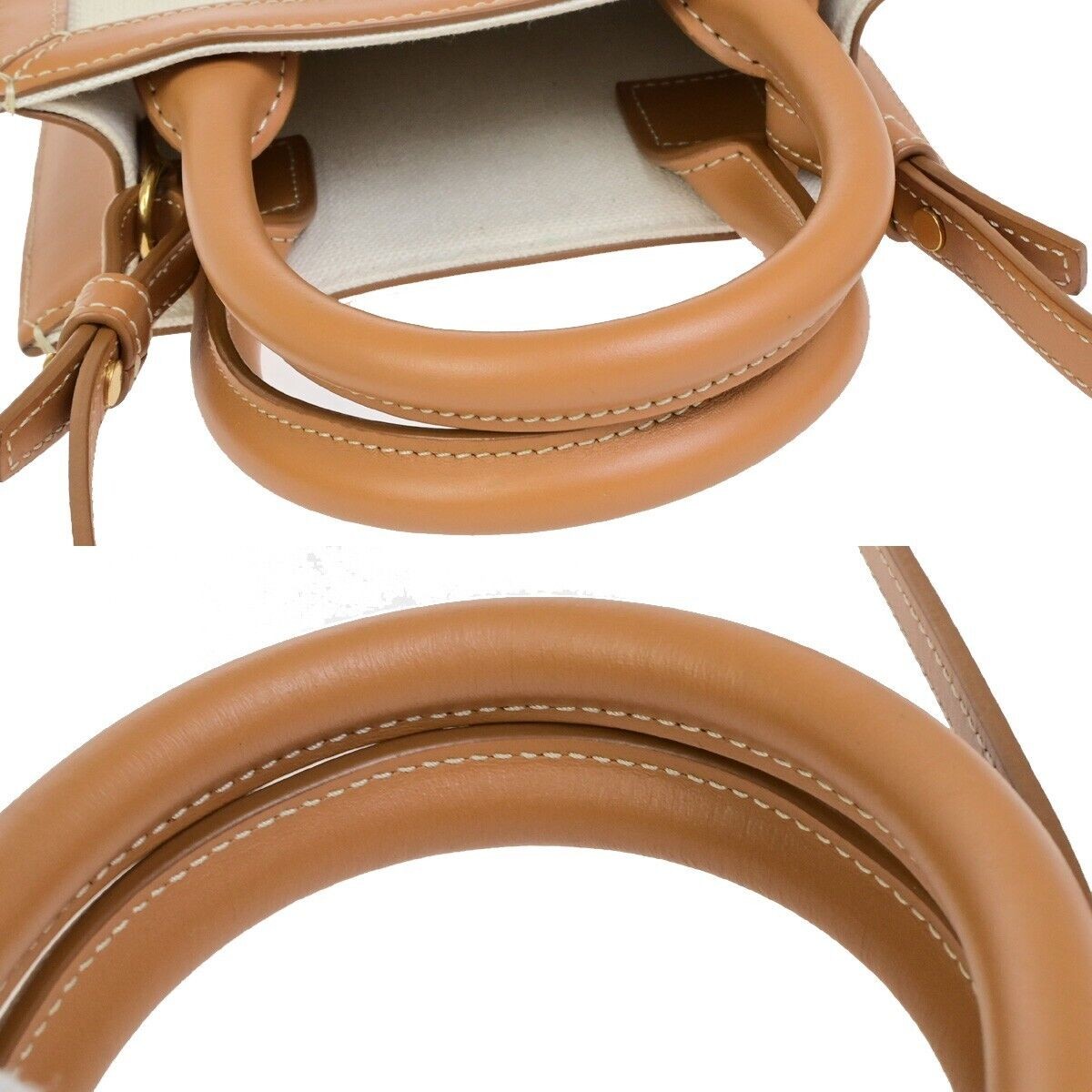 CELINE Logo Vertical Cabas 2Way Mini Hand Tote Bag Canvas Leather Brown 667RK836