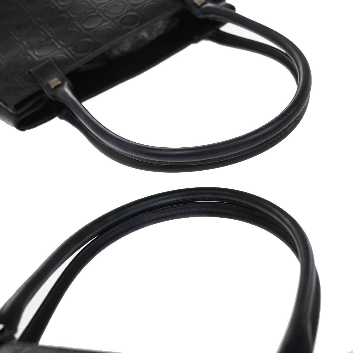 SALVATORE FERRAGAMO Gancini Hand Bag Embodding Leather Black Italy 67EF943