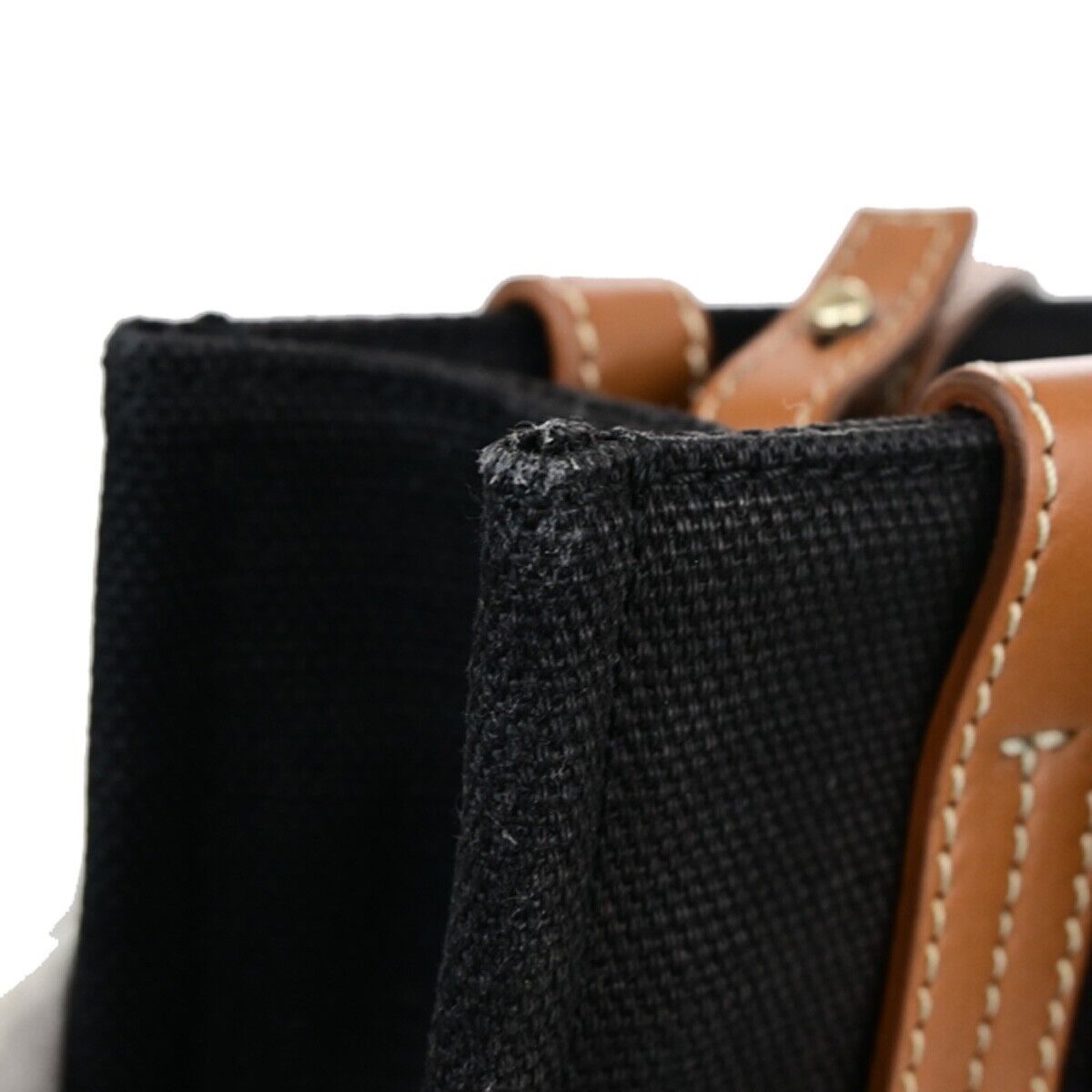 CHLOE Woody Tote Shoulder Hand Bag 2Way Canvas Leather Black Italy GHW 84HC081