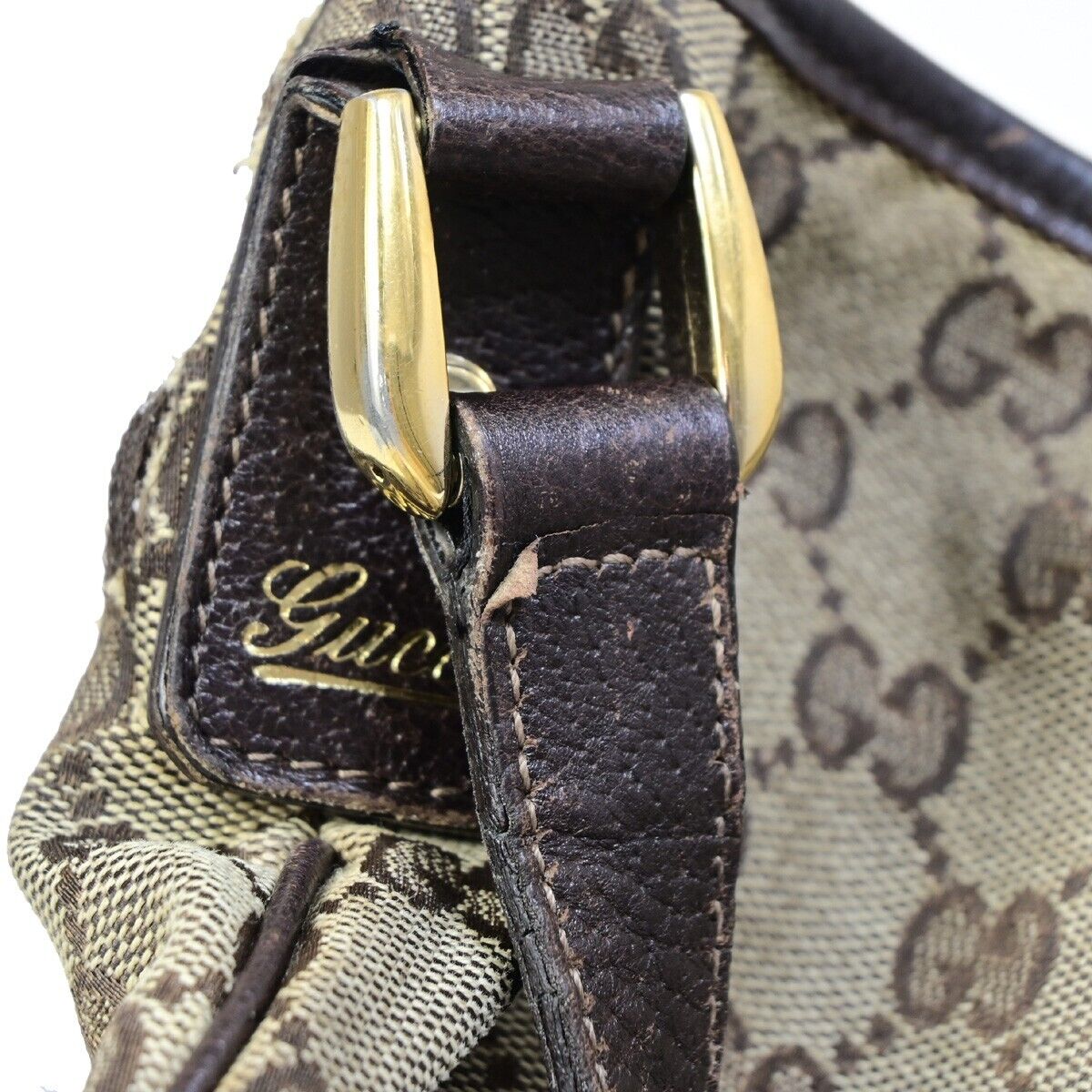 GUCCI Logo Abbey GG Pattern Crossbody Shoulder Bag Canvas Leather Brown 05EB591
