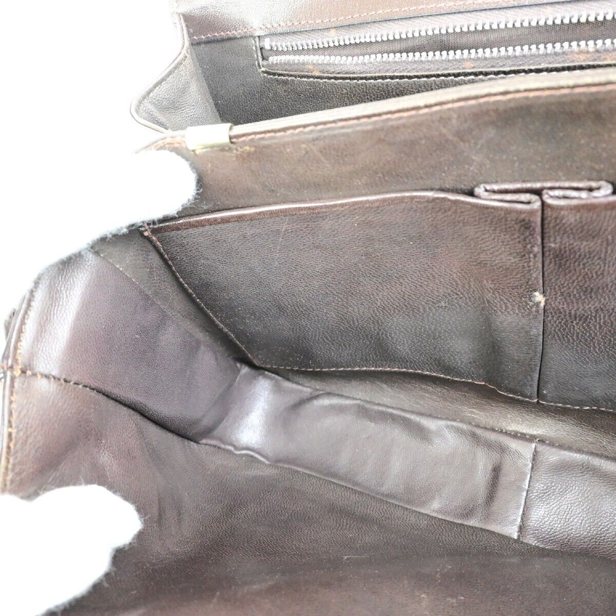 CELINE Logo Crossbody Shoulder Bag Suede Leather Brown GHW 63EC954