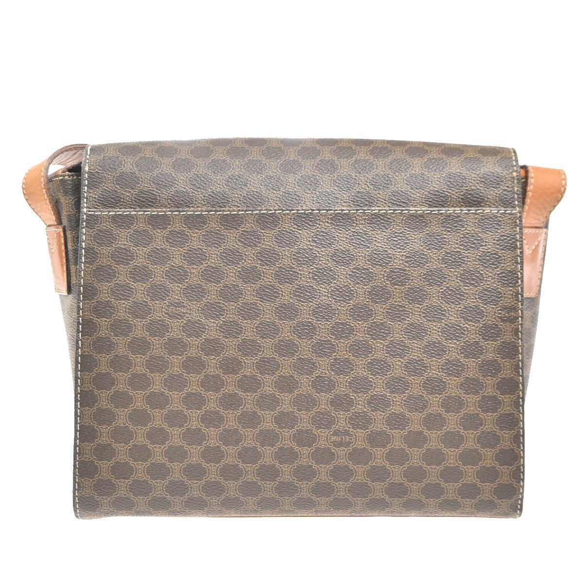 CELINE Macadam Circle Logo Shoulder Bag PVC Leather Brown GHW 88KC866