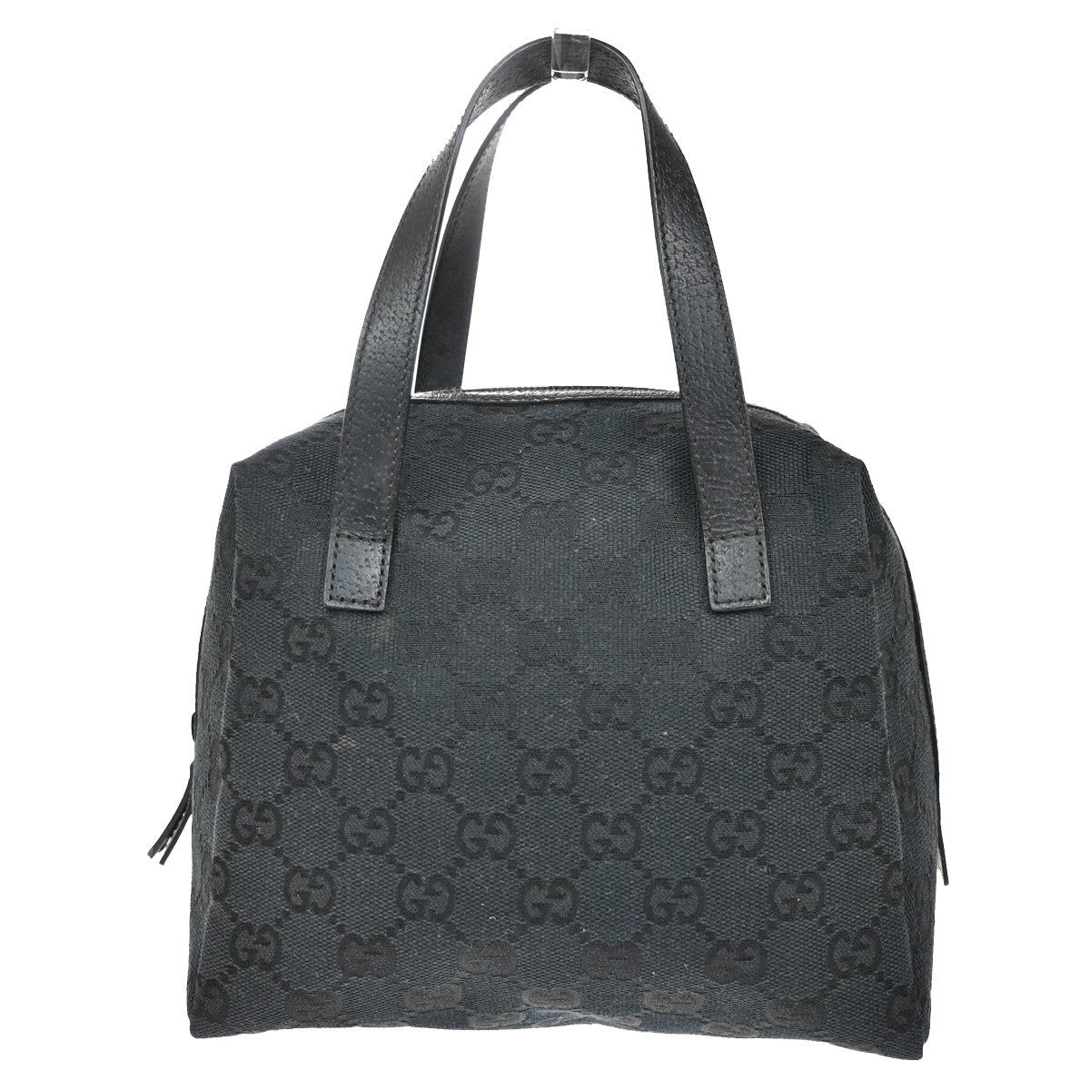 GUCCI GG Logo Pattern Shoulder Bag Canvas Leather Black Gold Italy 32KB494