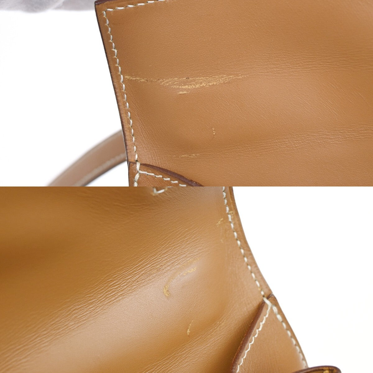HERMES Kelly 32 2Way Shoulder Hand Bag Chamonix Leather Natural GHW 6640RL144