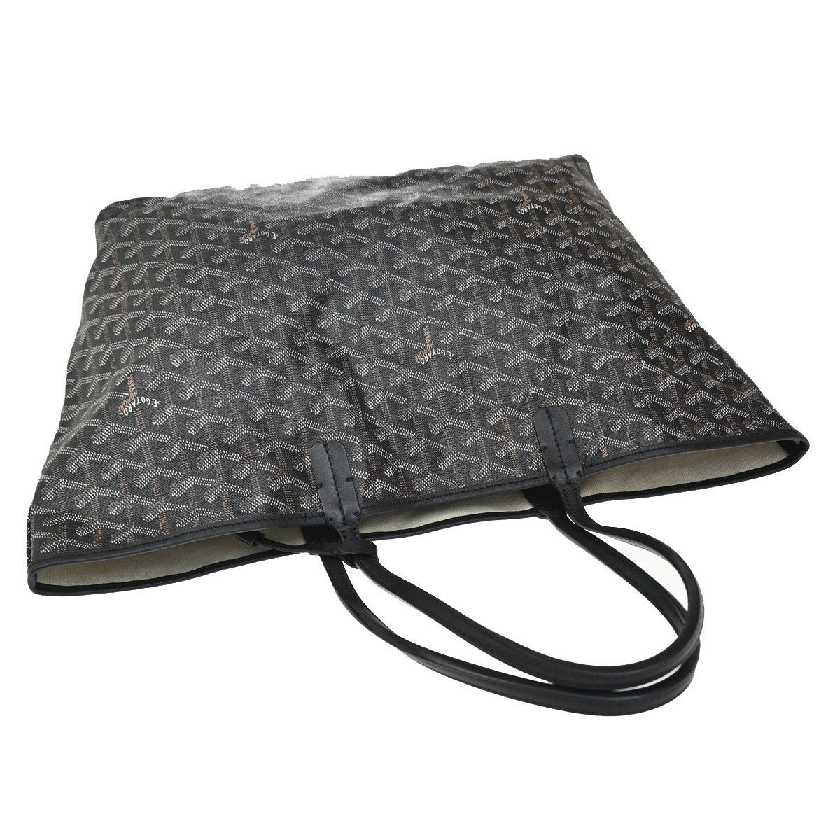 GOYARD Saint Louis PM Shoulder Tote Bag Coating Canvas Leather Black 628RF892