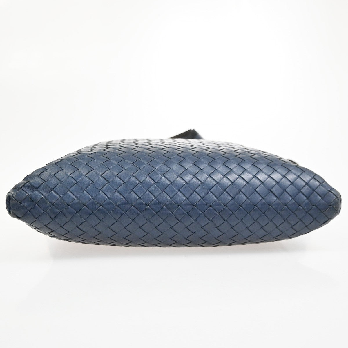 BOTTEGA VENETA Logo Intrecciato Shoulder Bag Leather Navy Blue Italy 10MA491