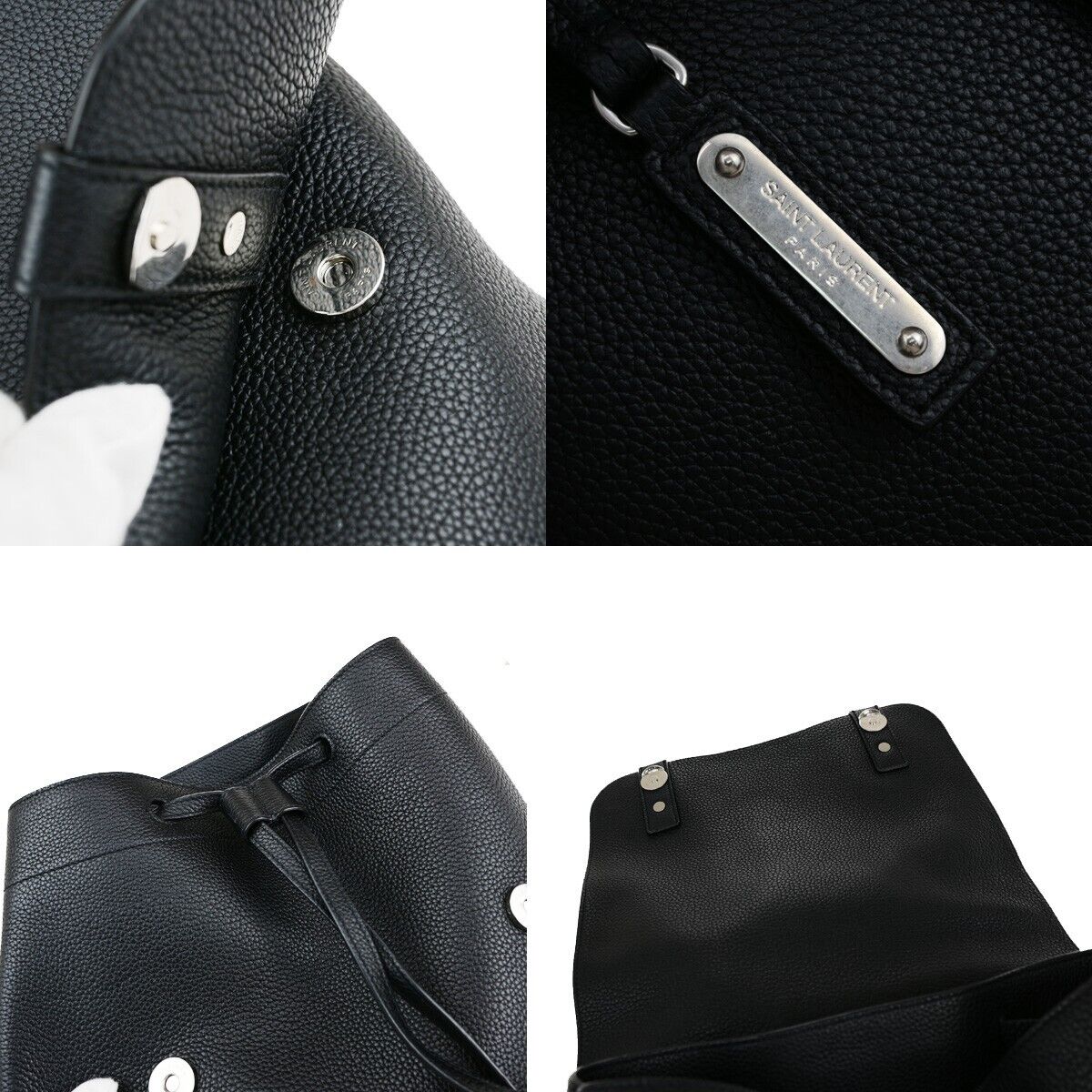 SAINT LAURENT YSL Sac De Jour Backpack Bag Leather Black SHW Italy 47RK386