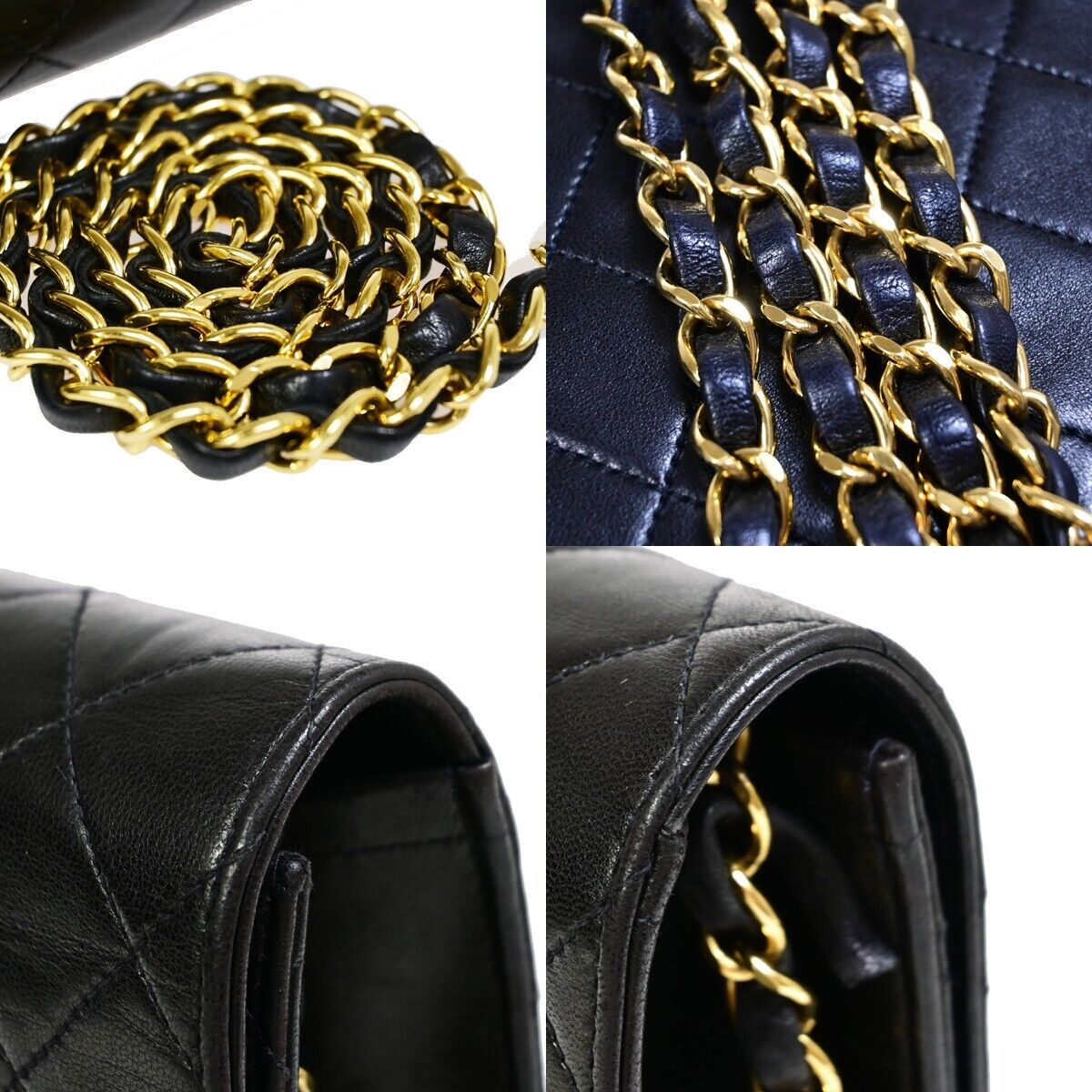 CHANEL CC Matelasse Chain Shoulder Bag Leather Black GHW Vintage 386RJ836