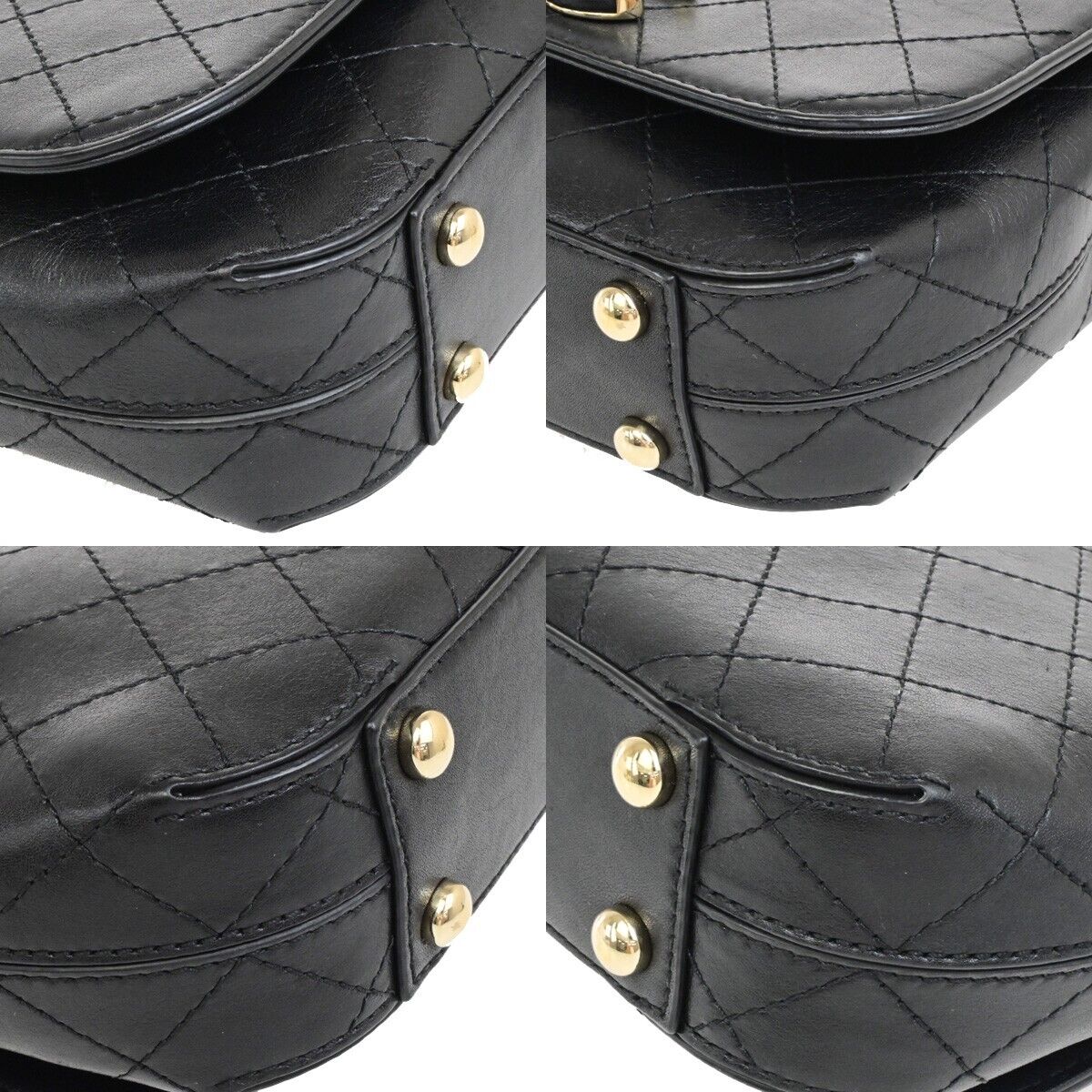 CHANEL CC Logo Mini Matelasse Chain Shoulder Bag Leather Black GHW 341RF214