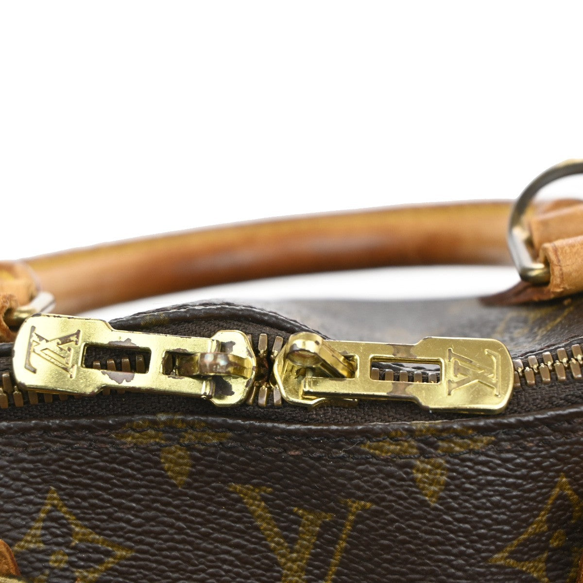 LOUIS VUITTON LV Logo Alma Hand Bag Monogram Leather Brown France M51130 02MA641