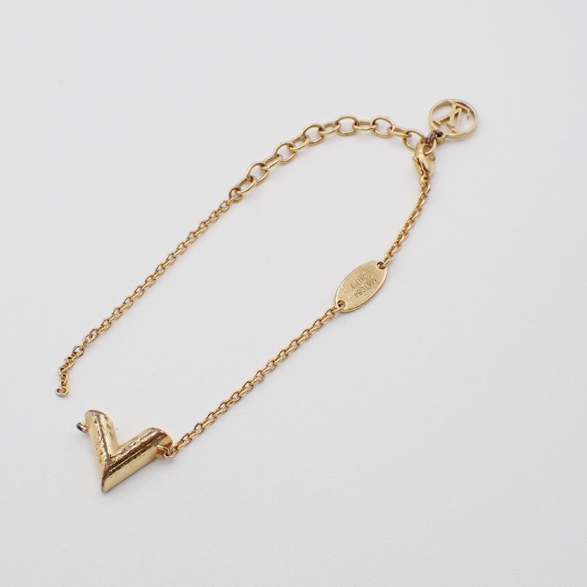 LOUIS VUITTON LV Logo Essential V Bracelet Gold-Plated Italy M61084 05KP269