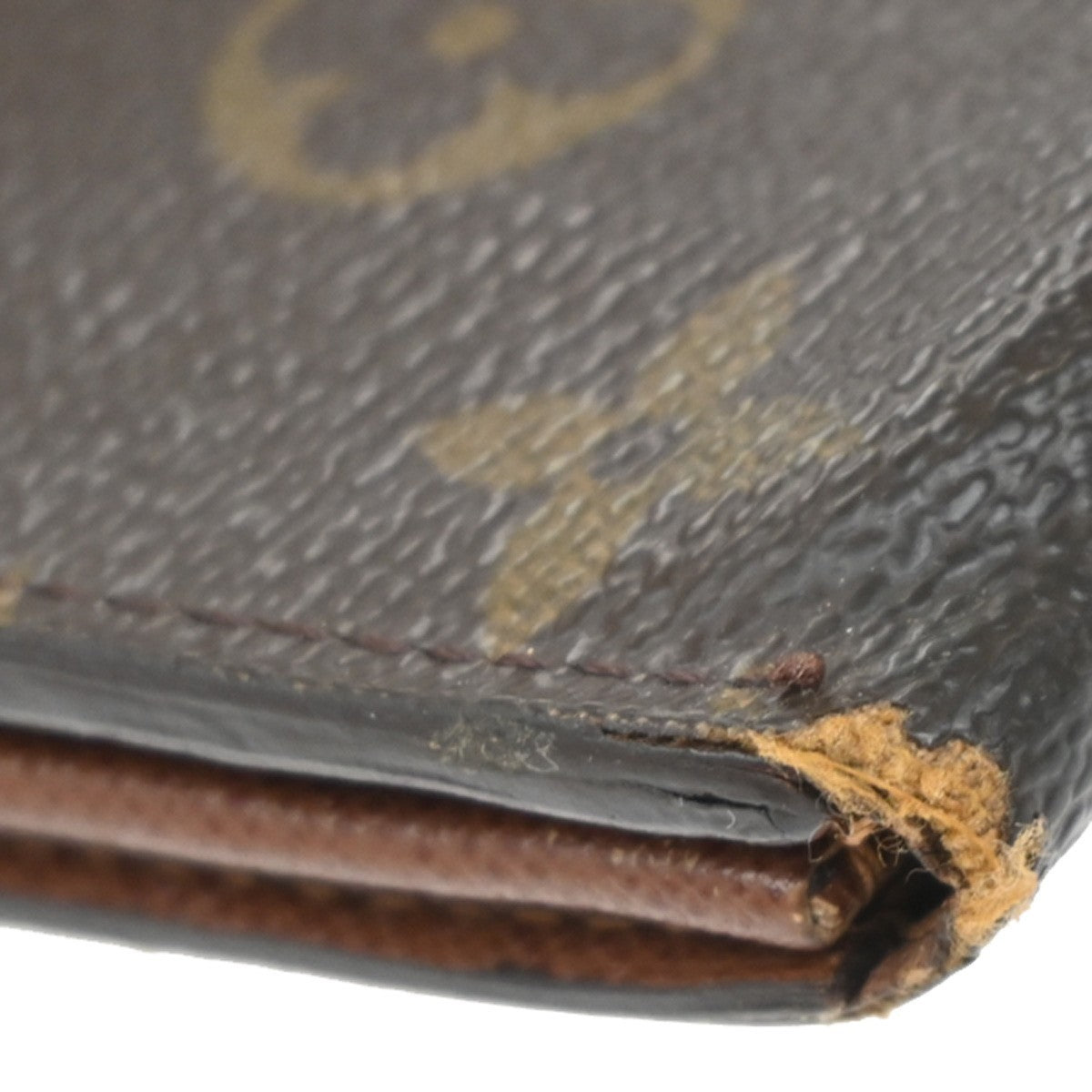 LOUIS VUITTON LV Logo 3 Set Bifold Trifold Wallet Monogram Leather Brown 63EG031