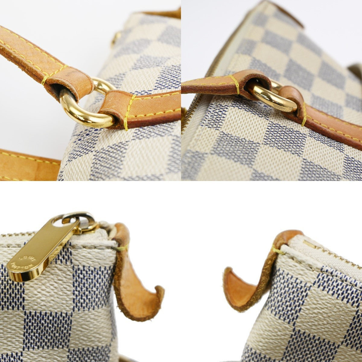 LOUIS VUITTON Totally PM Shoulder Bag Damier Azur Leather White N51261 15KC602