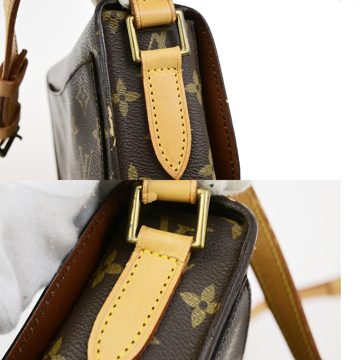 LOUIS VUITTON Saint Cloud GM Shoulder Bag Monogram Leather Brown M51242 39YJ254