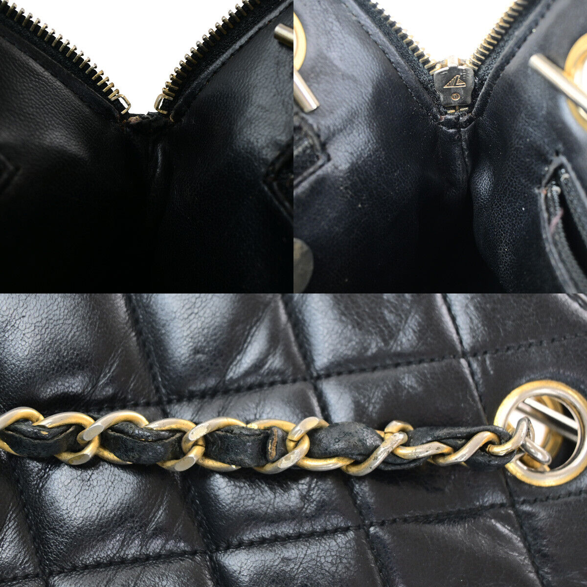 CHANEL CC Logo Matelasse Chain Shoulder Bag Leather Black GHW Vintage 10RK661