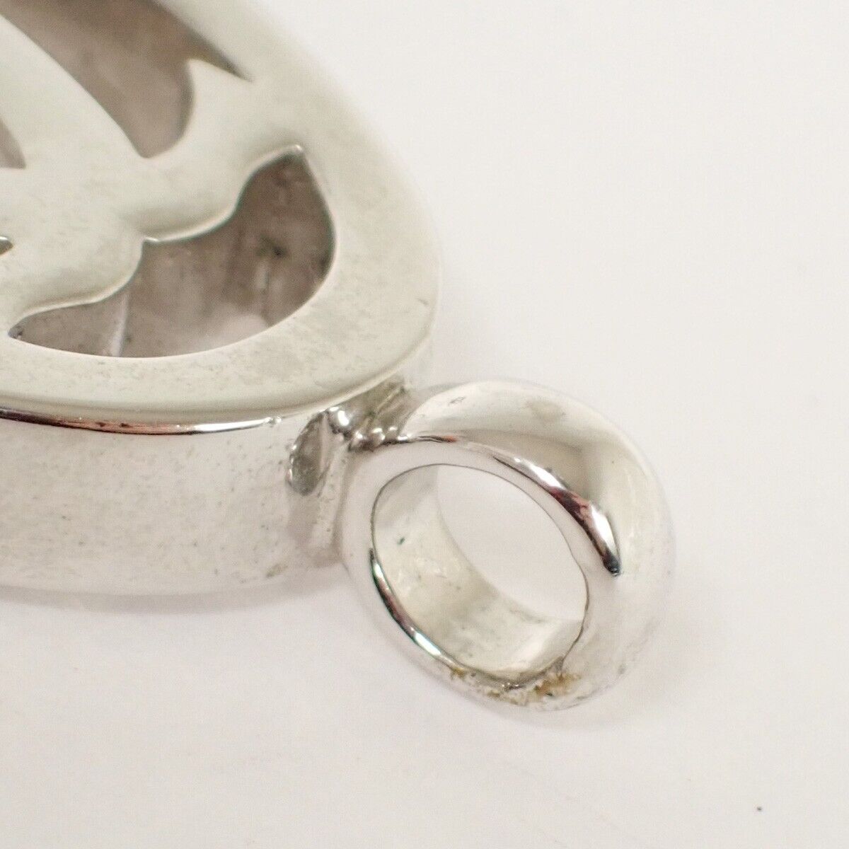 CARTIER 2C Logo Necklace Top Charm Silver Accessory 01EA562