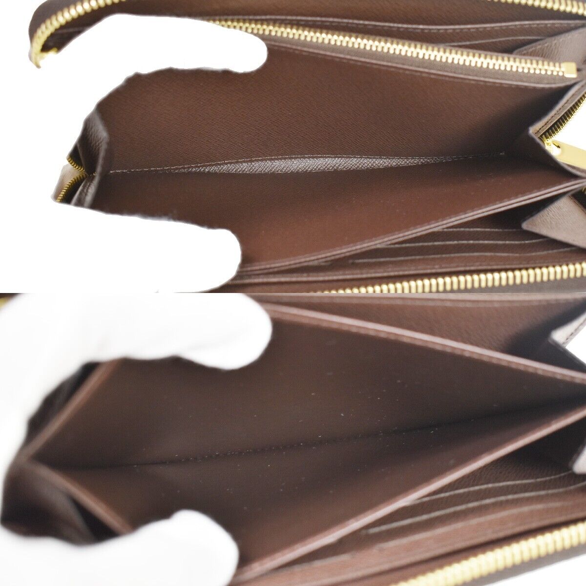 LOUIS VUITTON Zippy Wallet Long Bifold Purse Damier Leather Brown N60015 58RH687