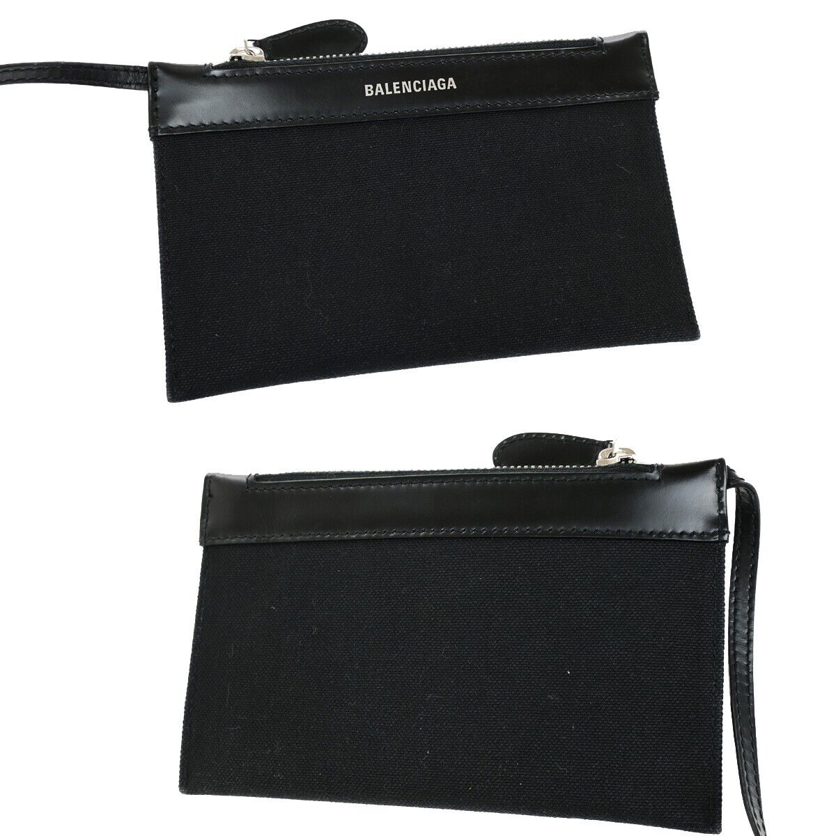 BALENCIAGA Navy Cabas XS 2Way Shoulder Hand Bag Canvas Leather Black 85ED814