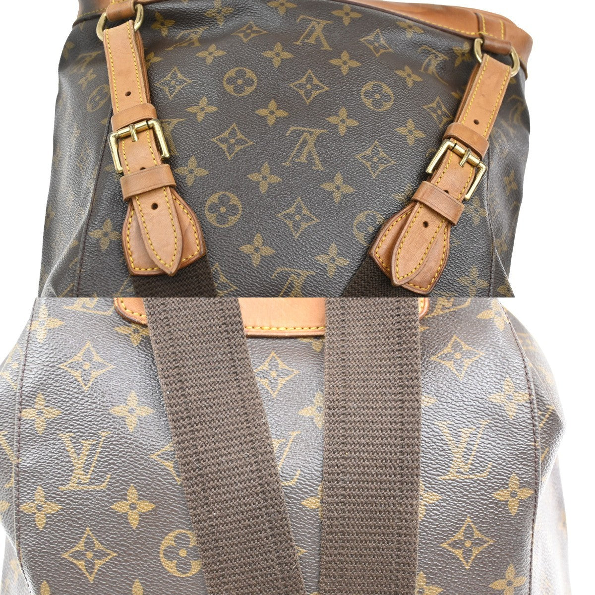 LOUIS VUITTON Montsouris GM Backpack Bag Monogram Leather Brown M51135 71KB593