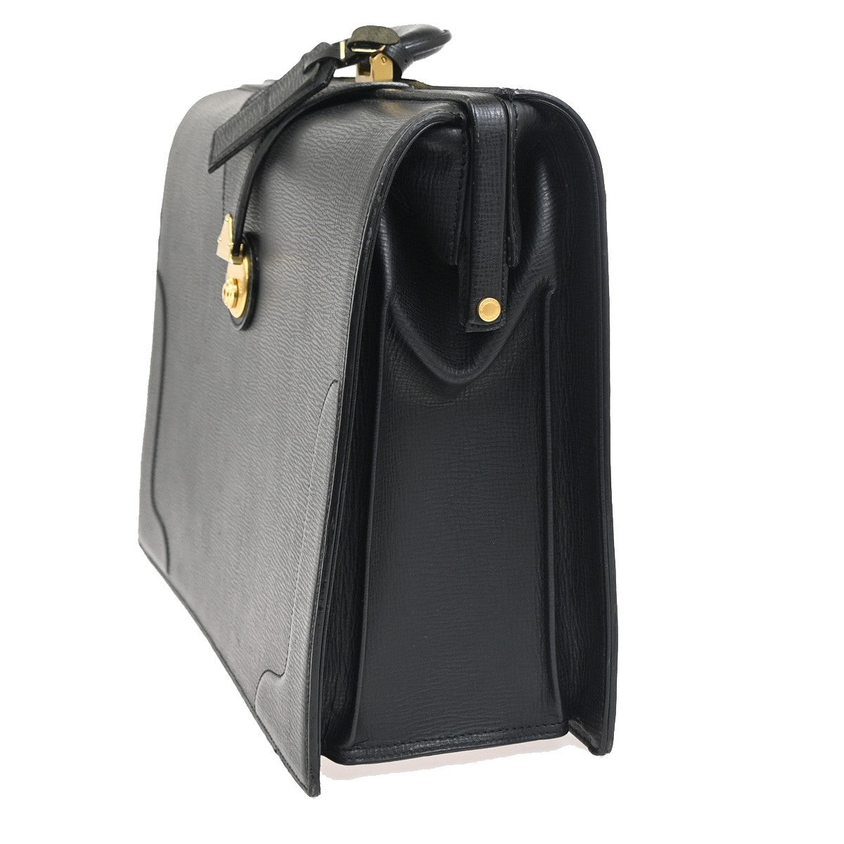 BURBERRY Logo Briefcase Top Handle Doctor Hand Bag Leather Black GHW 68KD028