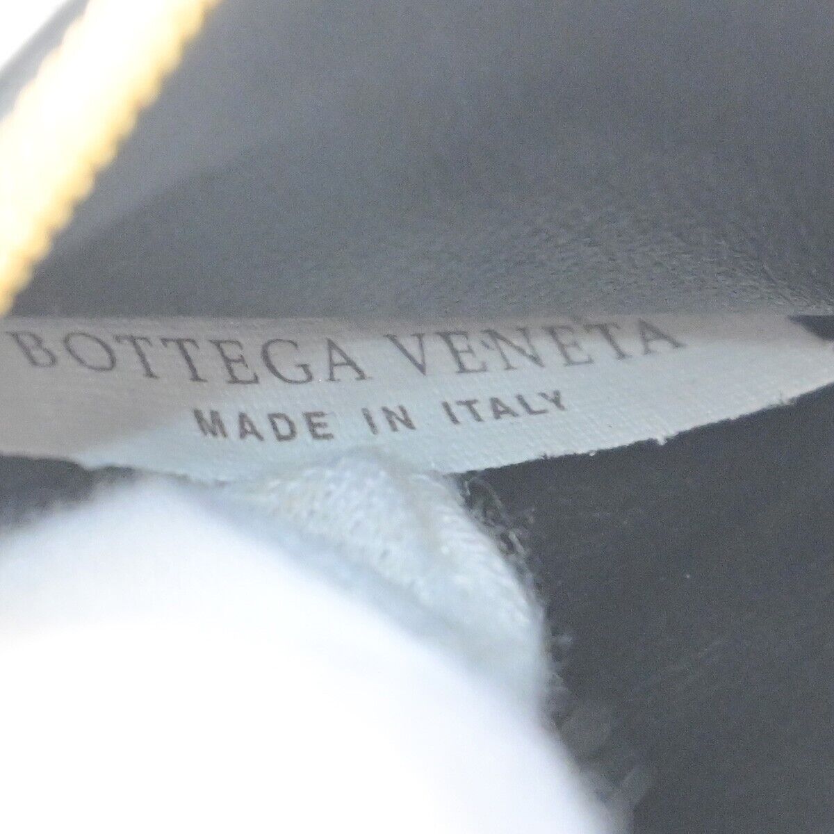 BOTTEGA VENETA Logo Long Trifold Wallet Leather Black Gold Italy 05EC051