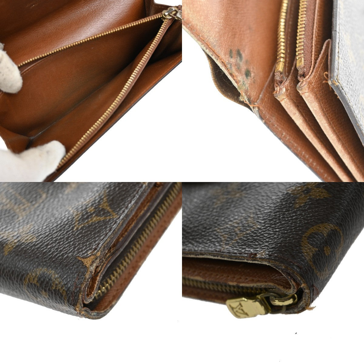 LOUIS VUITTON LV Logo 2 Set Bifold Wallet Monogram Leather Brown 02EF920