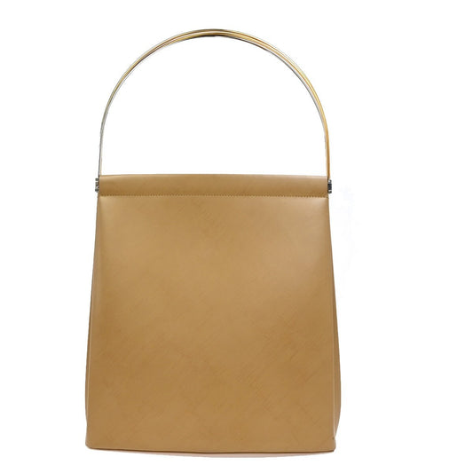 CARTIER Logo Trinity Tricolor Metal Handle Hand Bag Leather Beige France 84EF088