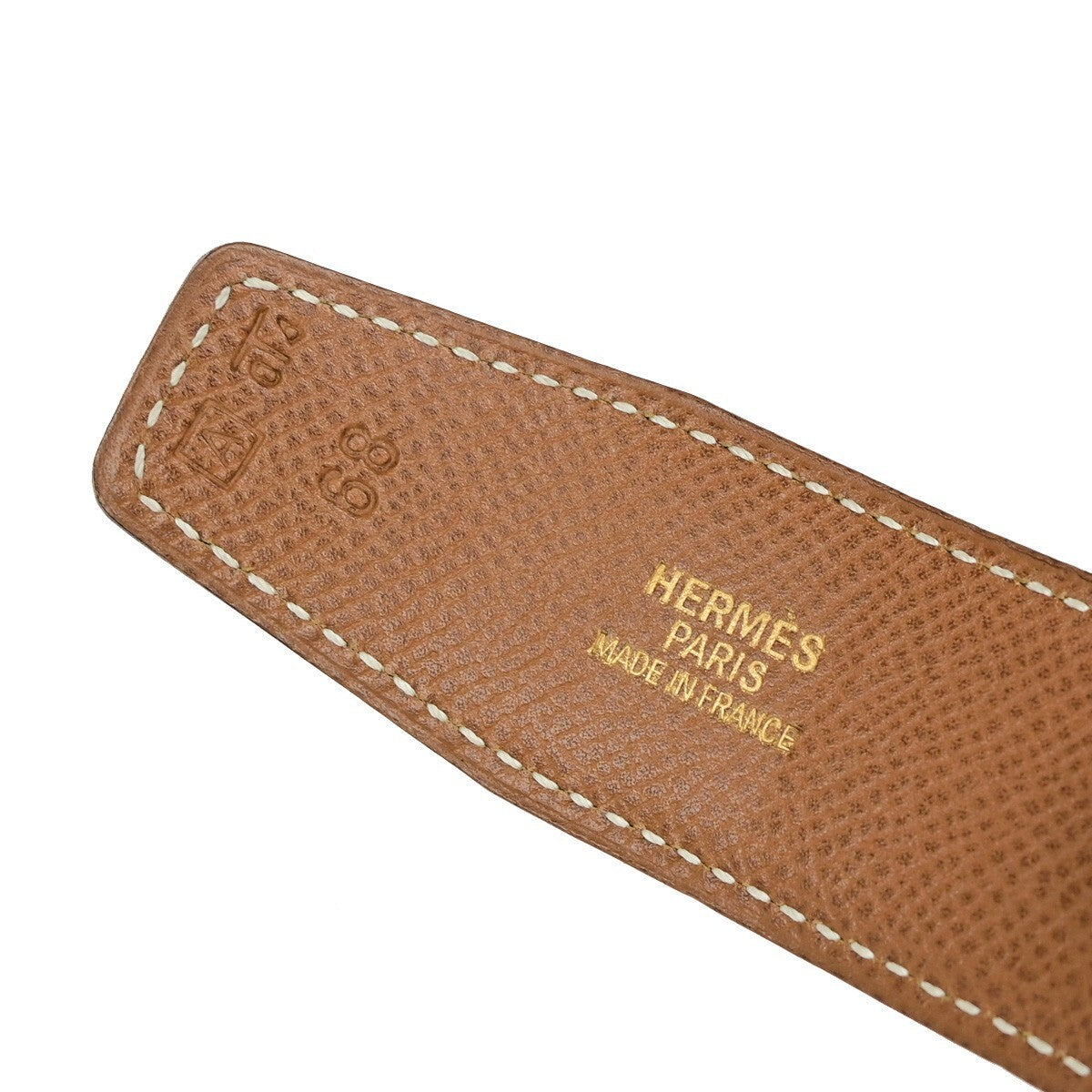 HERMES H Logo Constance Reversible Buckle Belt Leather #68 Black Brown 82RL054