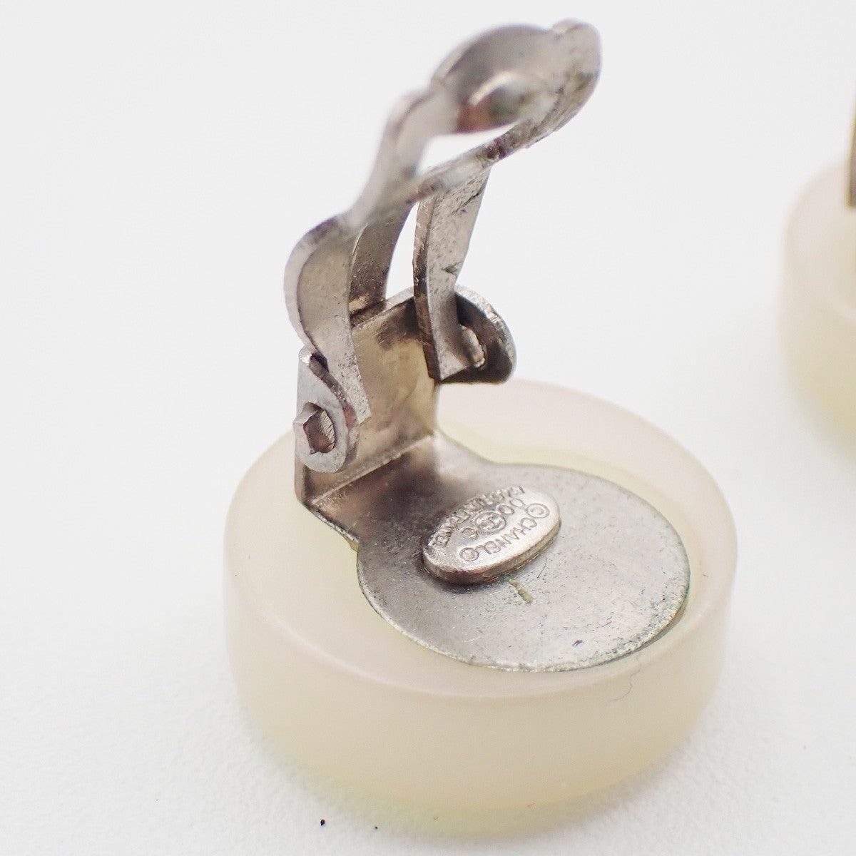 CHANEL CC Logo Iridescent Resin Round Button Earrings 00C Clip-On SHW 38RL811