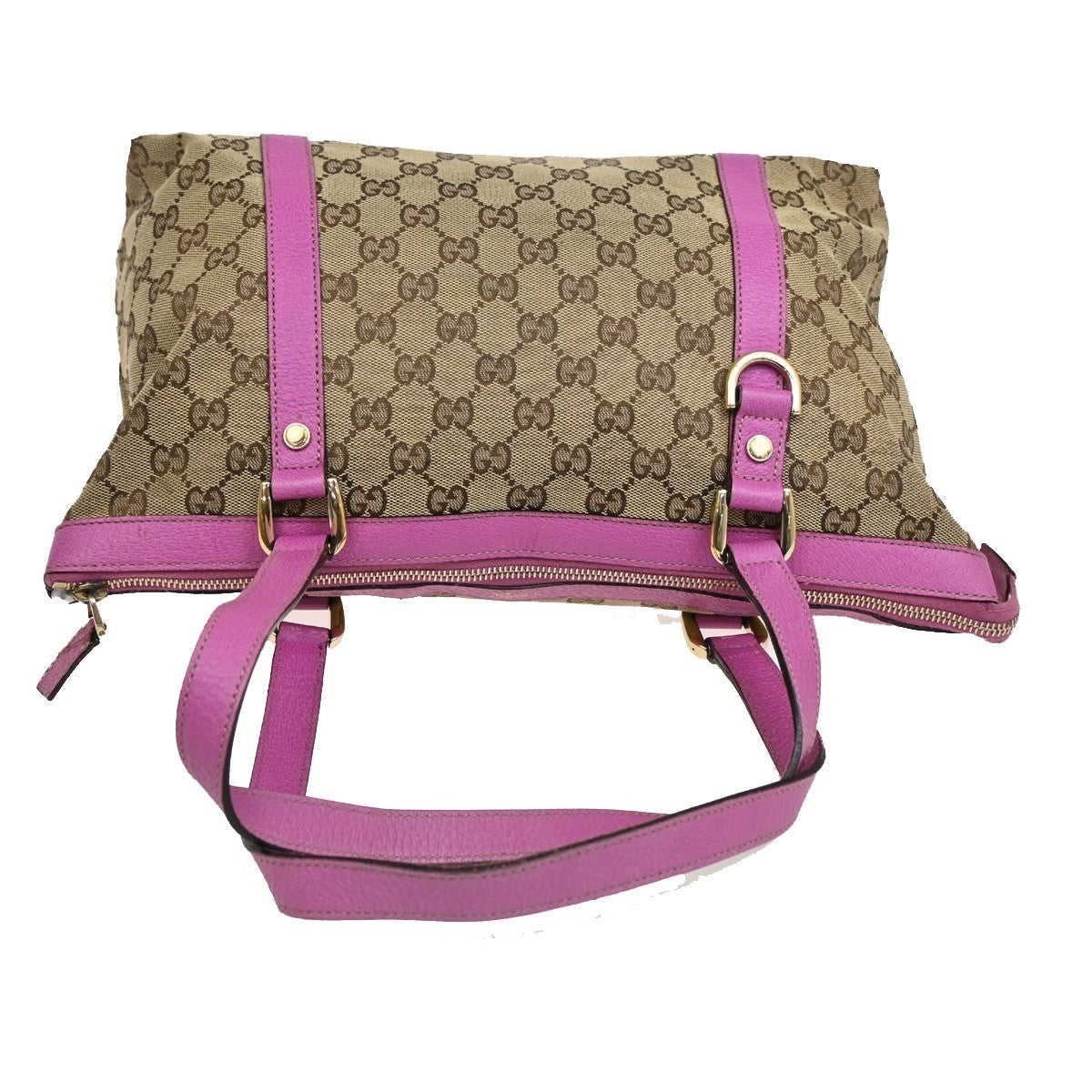 GUCCI GG Pattern Abbey Shoulder Bag Canvas Leather Beige Pink GHW Itlay 67DA040