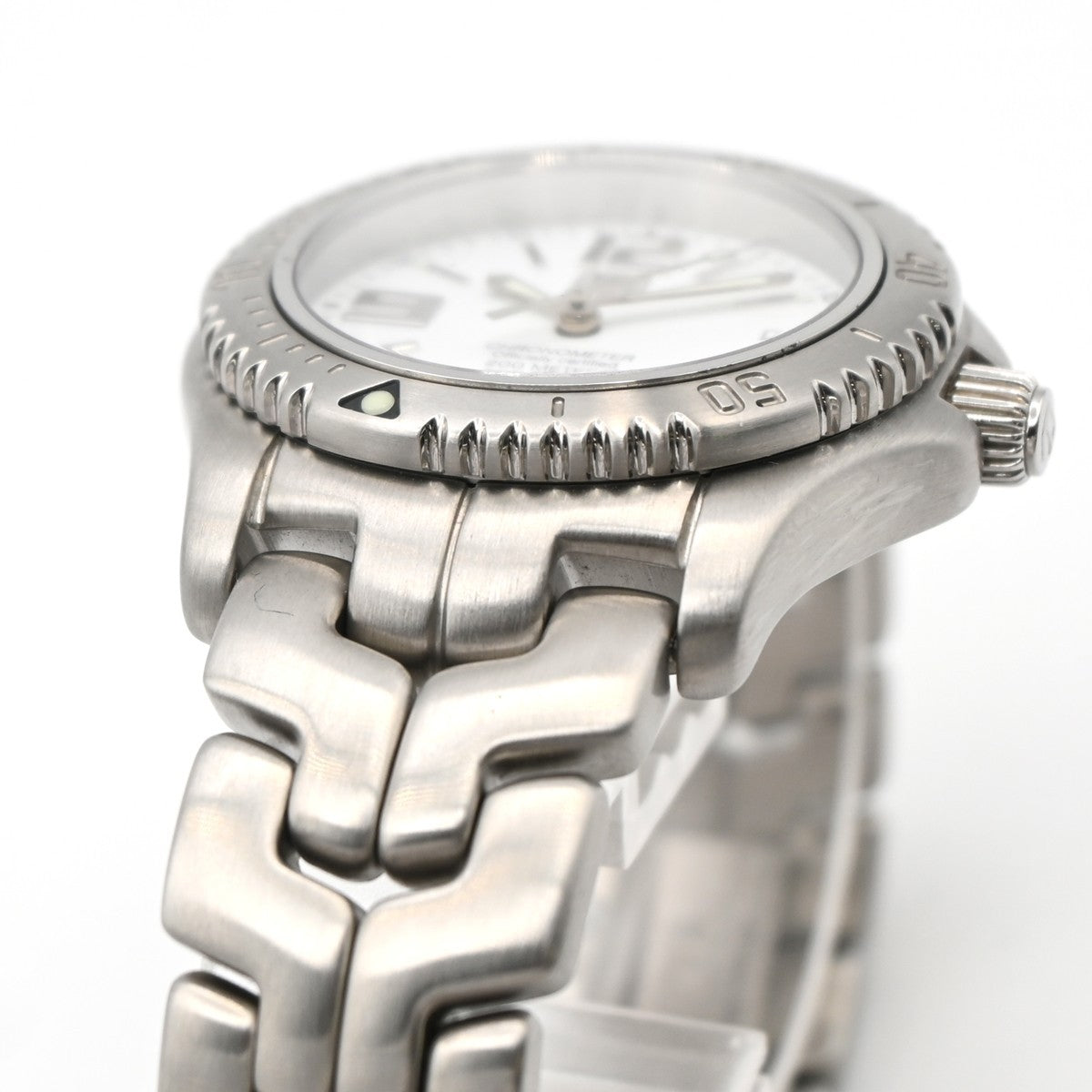 TAG HEUER Link Date Watch 35mm WT5211 Chronograph AT White Dial SS 10LC595