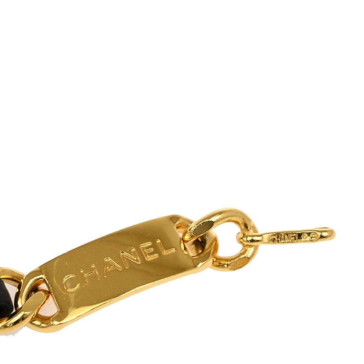 CHANEL CC Plate Medallion Charm Chain Belt Leather Black GHW Accessory 24RL137