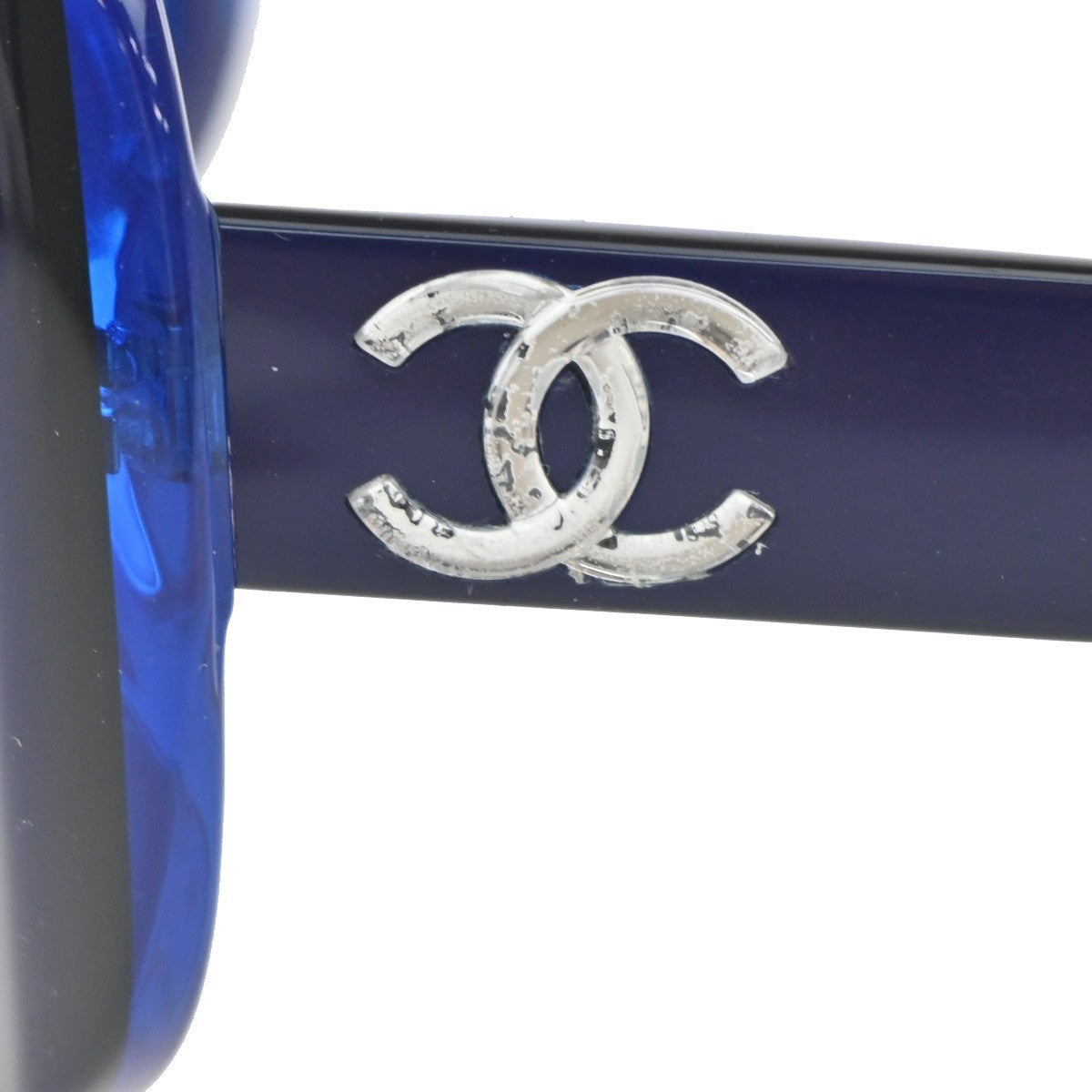 CHANEL CC Logo Sunglasses Eye Were Plastic Metal Blue SHW 5183-A Italy 66MA578