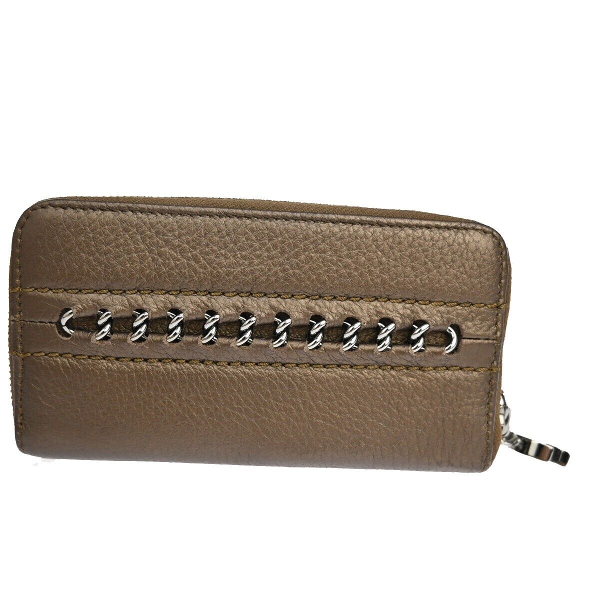 CHANEL CC Logo Luxury Line Bifold Wallet Coin Purse Leather Brown SHW 32YD864
