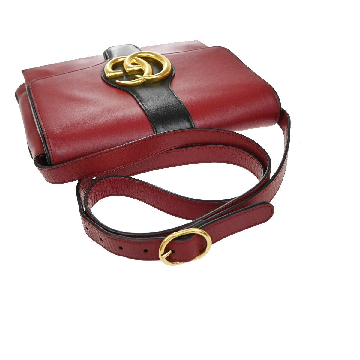 GUCCI Logo GG Marmont Ally Shoulder Bag Leather Red GHW 74KP184