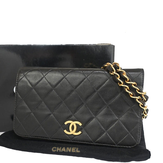 CHANEL CC Mini Matelasse Chain Shoulder Bag Leather Black GHW Vintage 807RH012