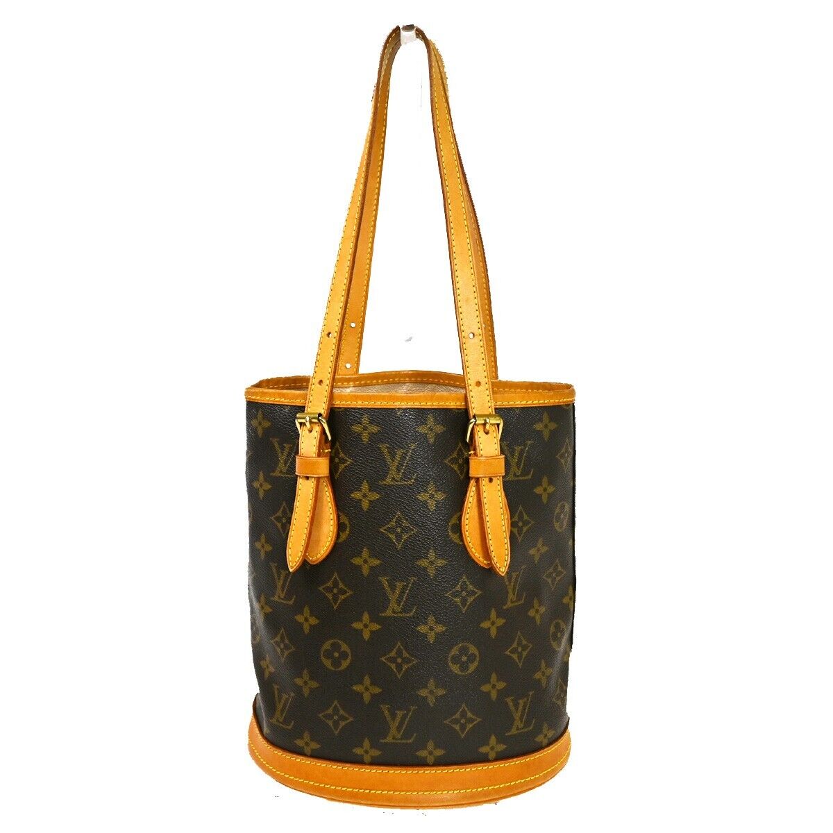 LOUIS VUITTON BUCKET PM Shoulder Tote Bag Monogram Leather Brown M42238 98SH015