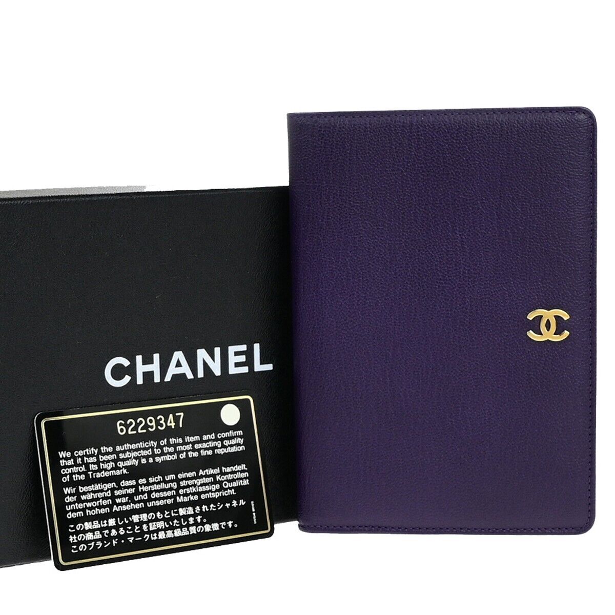 CHANEL CC Logo Bifold Wallet Leather Purple GHW Made in France 79RK703