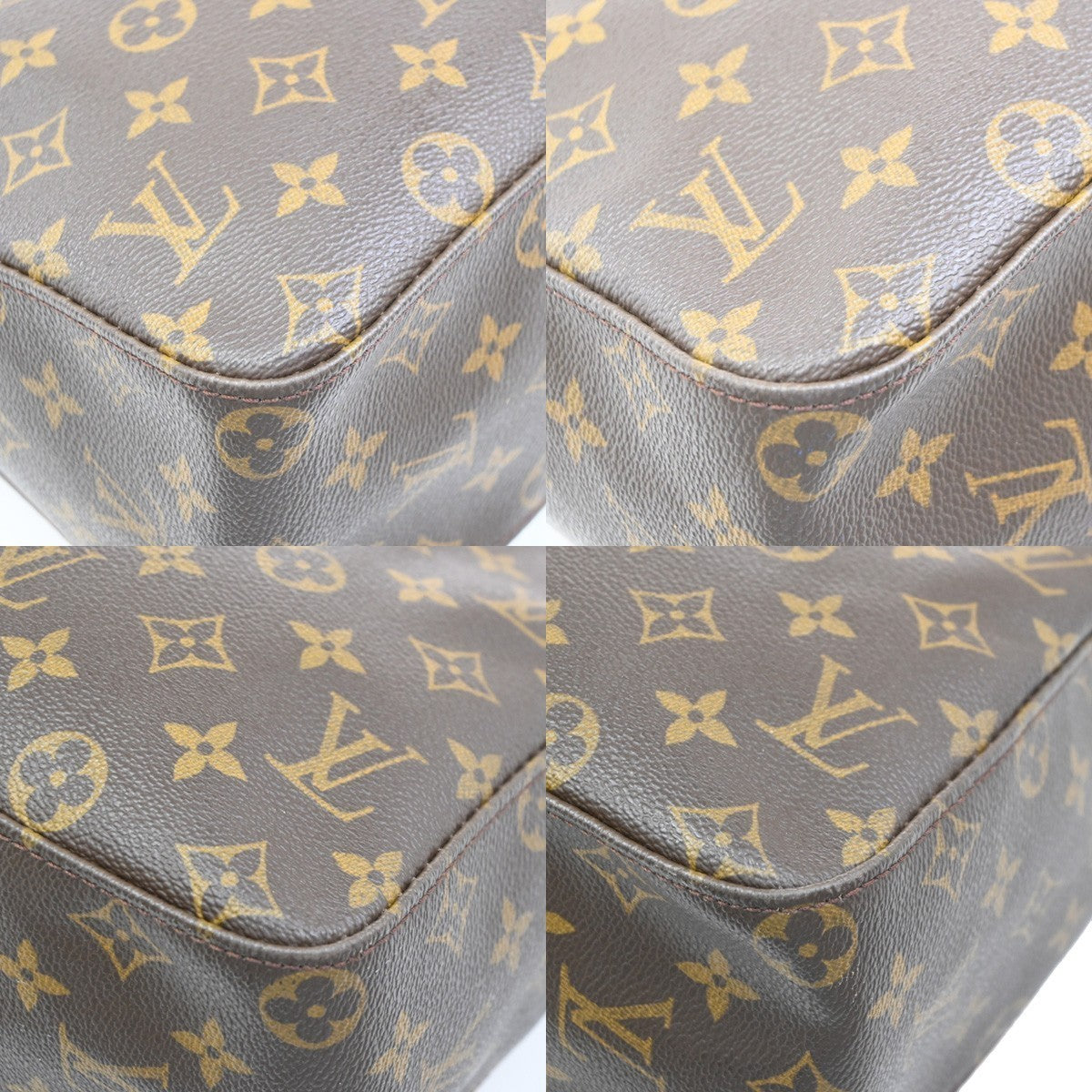 LOUIS VUITTON Logo Looping GM Shoulder Bag Monogram Leather Brown M51145 18PA109